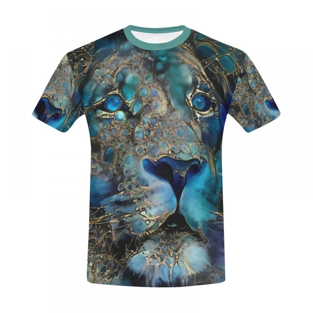 Camiseta Corta Argentina Arte Digital León Azul Hombre