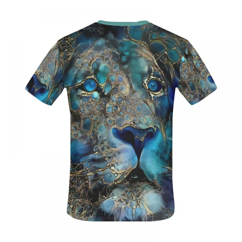 Camiseta Corta Argentina Arte Digital León Azul Hombre