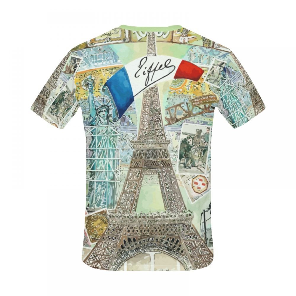 Camiseta Corta Argentina Acuarela Arte Francia Torre Eiffel Hombre