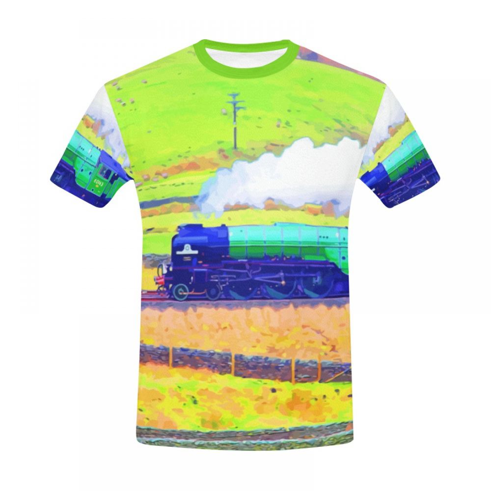 Camiseta Corta Argentina Paisaje Arte Tren Pastoral Hombre