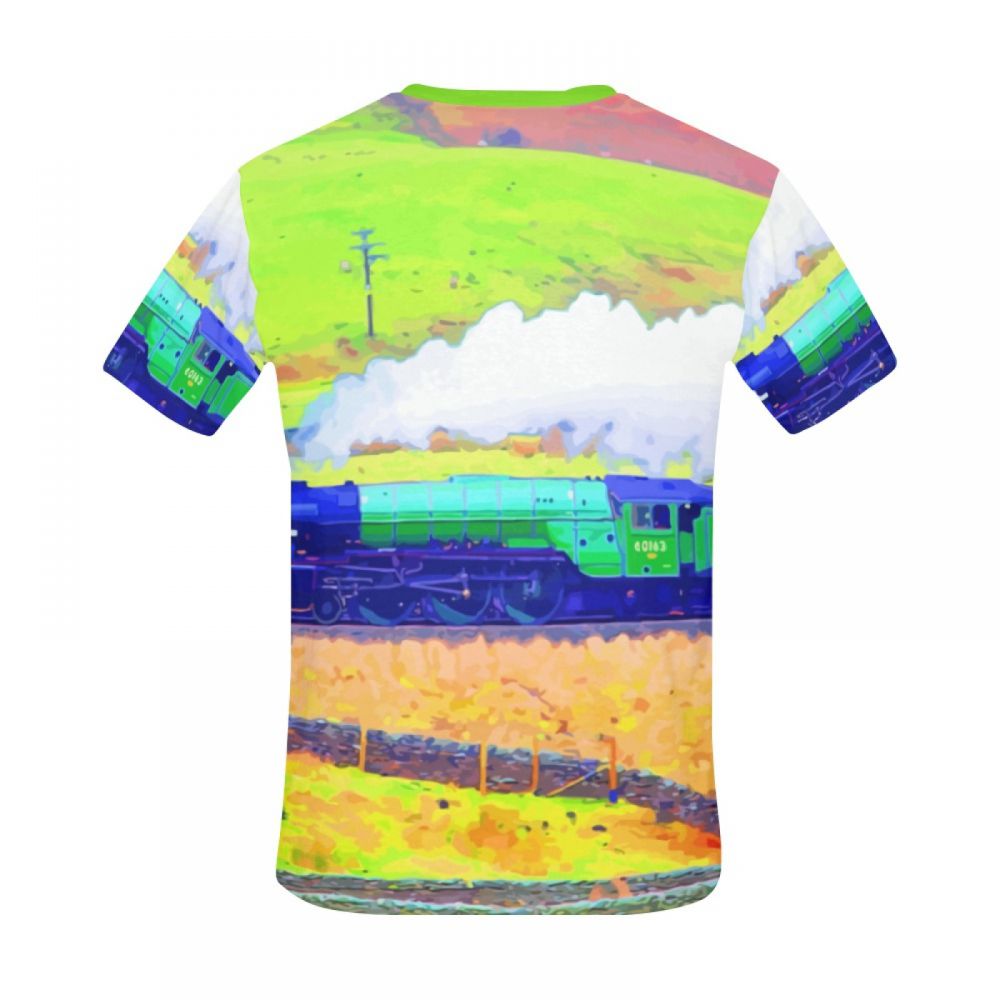 Camiseta Corta Argentina Paisaje Arte Tren Pastoral Hombre