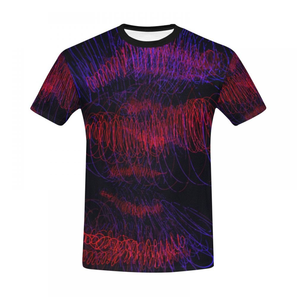 Camiseta Corta Argentina Ondas De Sonido De Arte Rojo Hombre