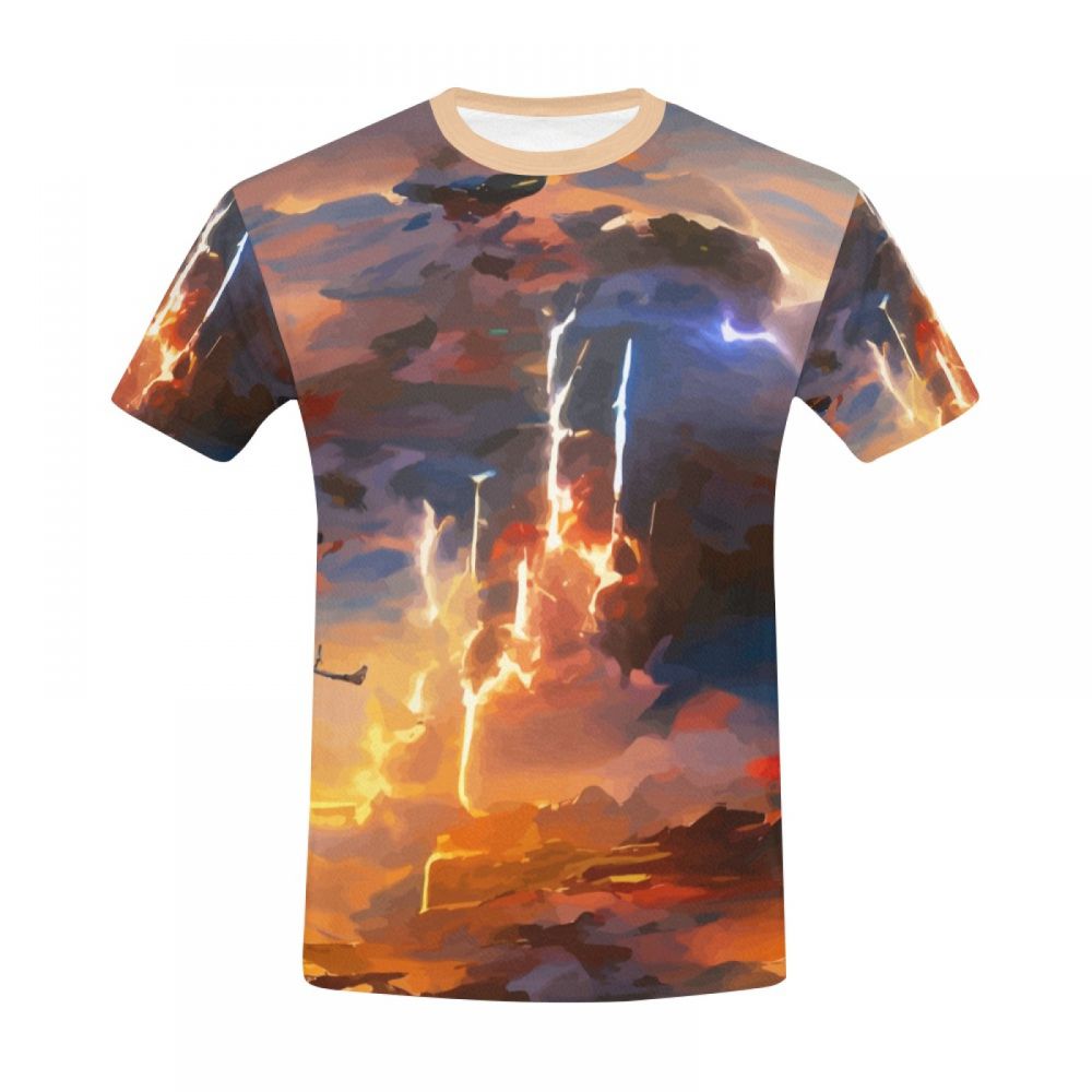 Camiseta Corta Argentina Rayo De Arte En El Cielo Hombre