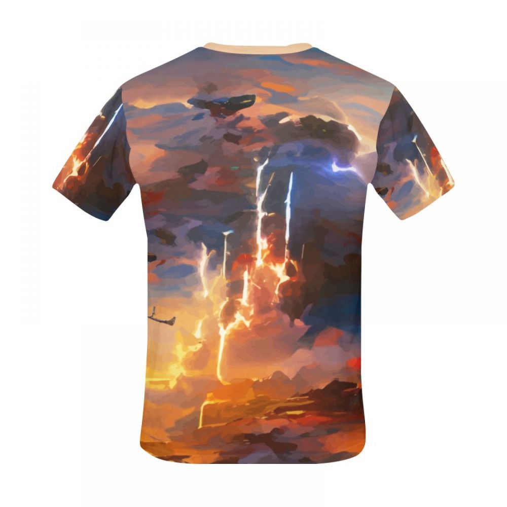 Camiseta Corta Argentina Rayo De Arte En El Cielo Hombre