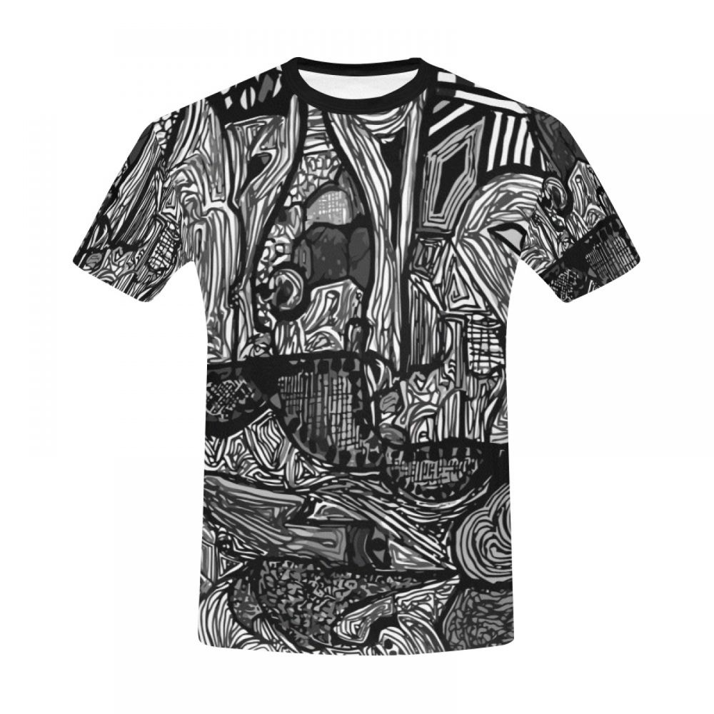 Camiseta Corta Argentina Arte Blanco Y Negro Mundo Hombre