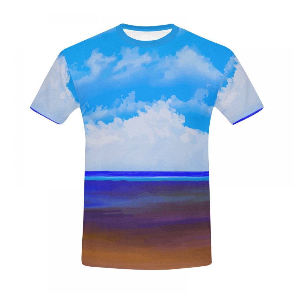 Camiseta Corta Argentina Arte Playa Azul Cielo Hombre