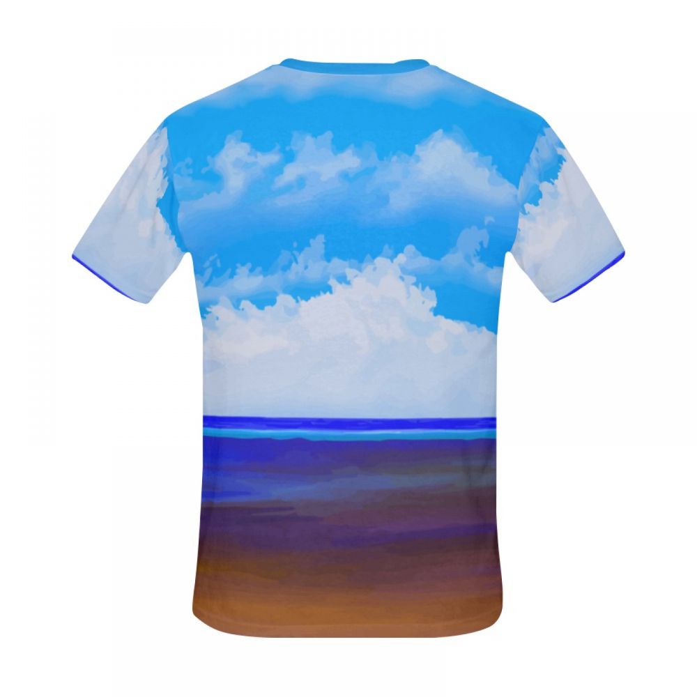 Camiseta Corta Argentina Arte Playa Azul Cielo Hombre