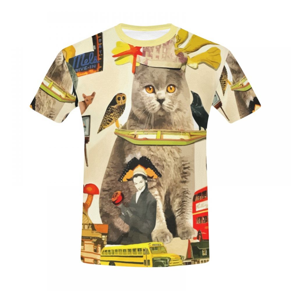 Camiseta Corta Argentina Arte Loco Animales Gato Rey Hombre