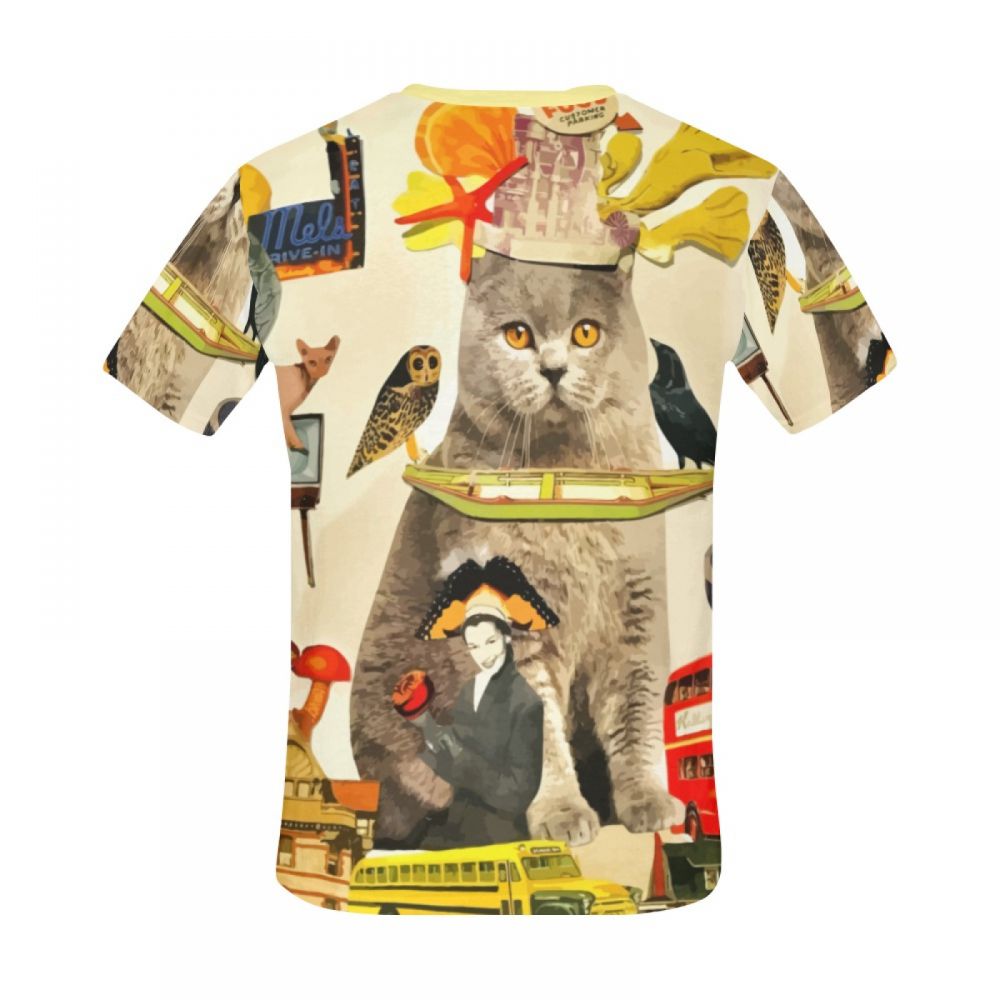 Camiseta Corta Argentina Arte Loco Animales Gato Rey Hombre