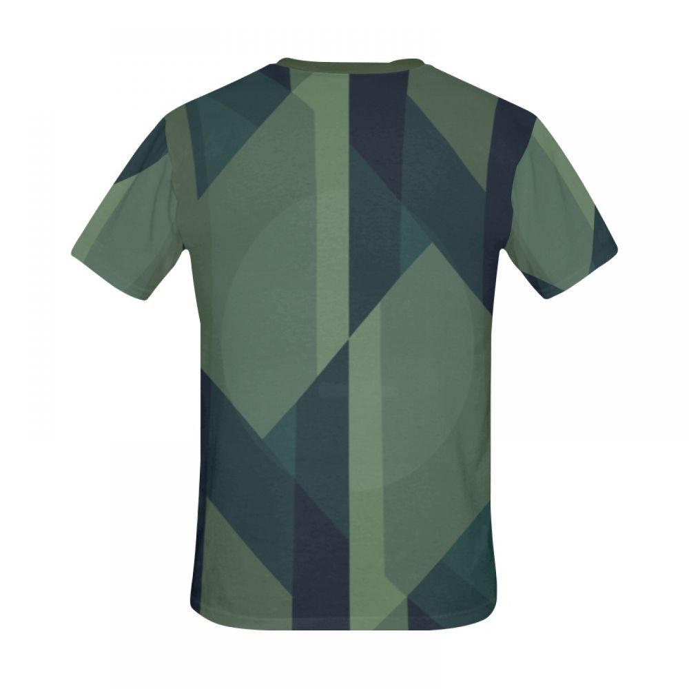 Camiseta Corta Argentina Arte Geométrico Líneas Verdes Hombre