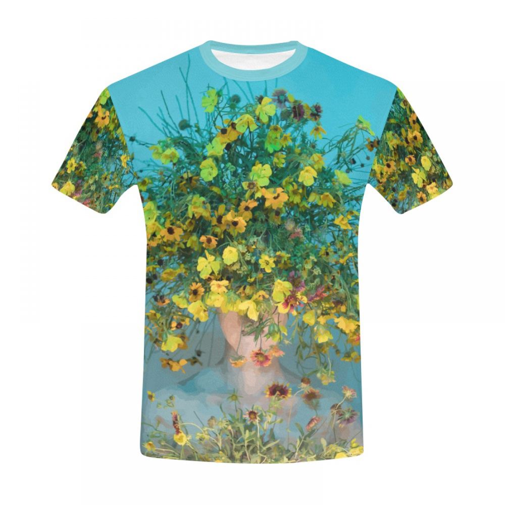 Camiseta Corta Argentina Arte Surrealista Señoras Diadema Flores Hombre