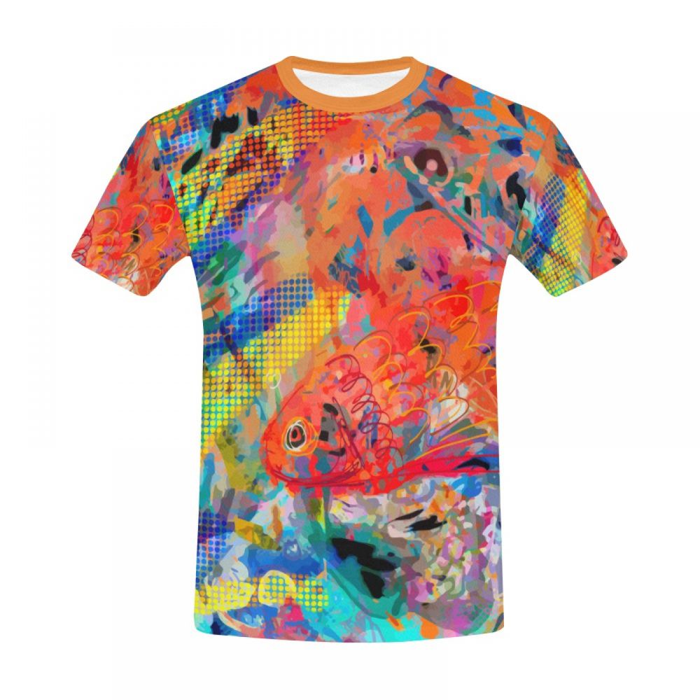 Camiseta Corta Argentina Arte Abstracto Red Ripple Fish Hombre