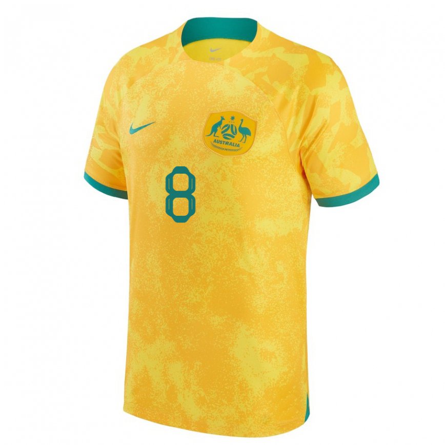 Niño Camiseta Australia Bailey Wright #8 Dorado 1ª Equipación 22-24 Argentina