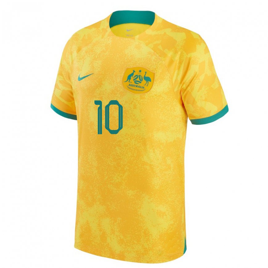 Niño Camiseta Australia Ajdin Hrustic #10 Dorado 1ª Equipación 22-24 Argentina