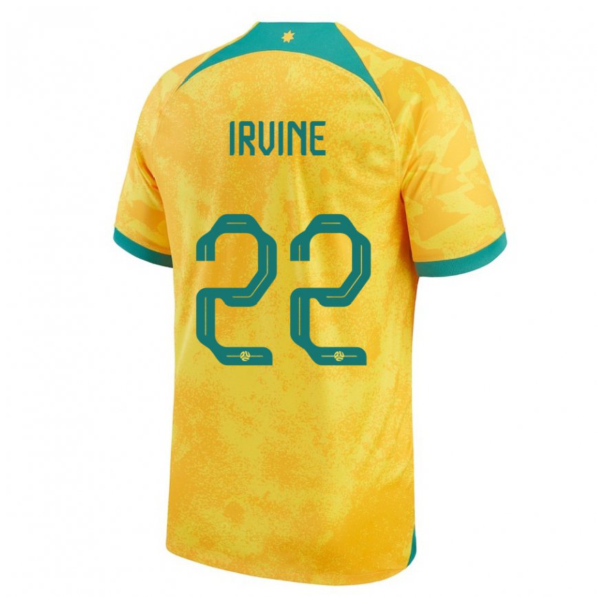 Niño Camiseta Australia Jackson Irvine #22 Dorado 1ª Equipación 22-24 Argentina