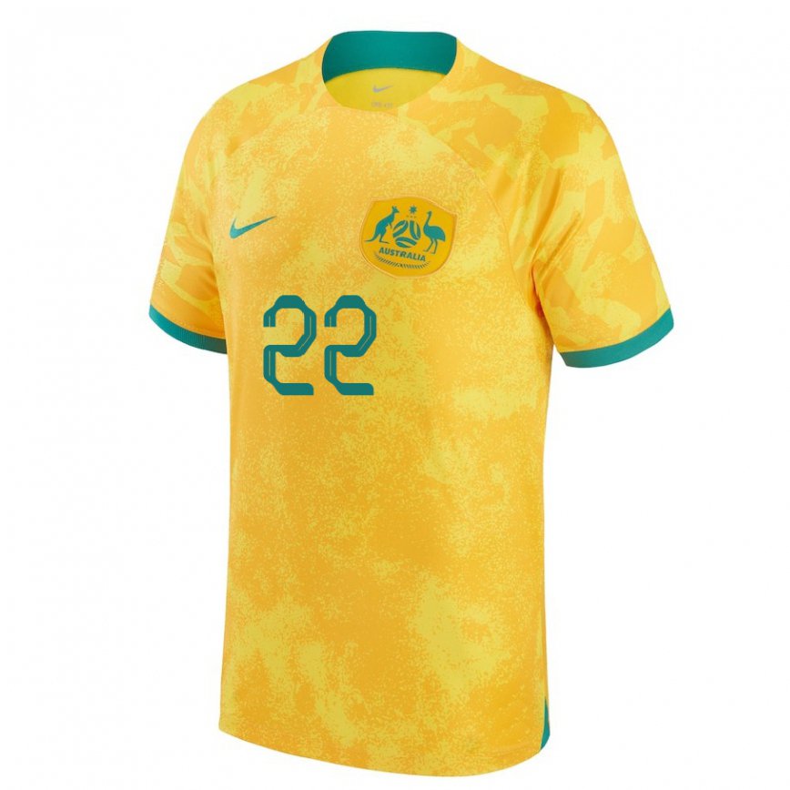 Niño Camiseta Australia Jackson Irvine #22 Dorado 1ª Equipación 22-24 Argentina