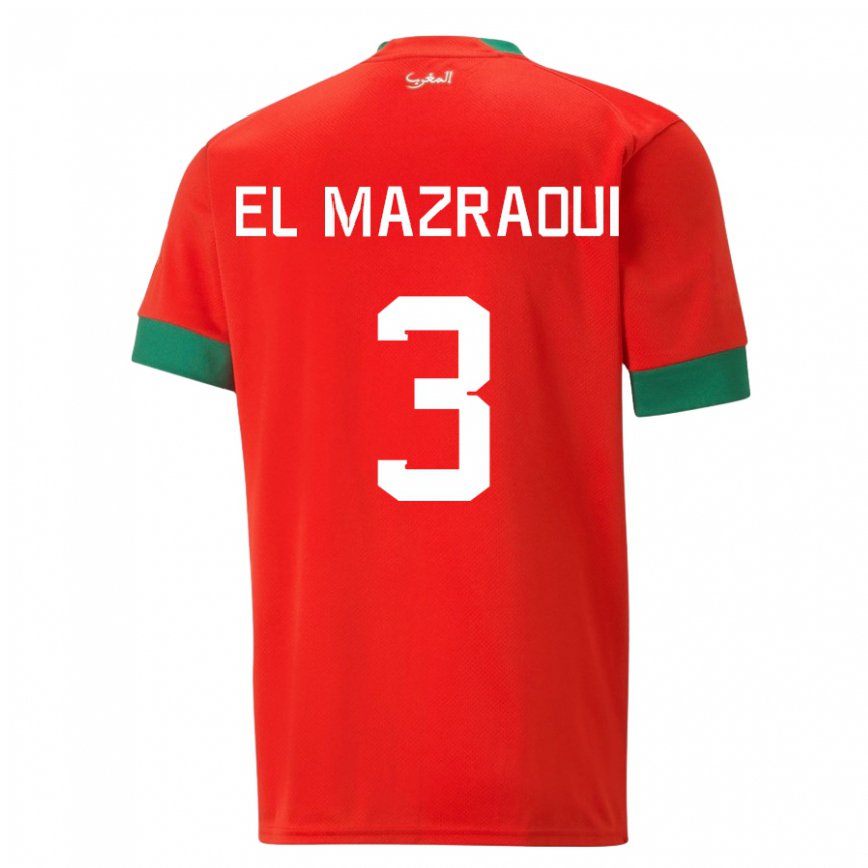 Niño Camiseta Marruecos Noussair El Mazraoui #3 Rojo 1ª Equipación 22-24 Argentina