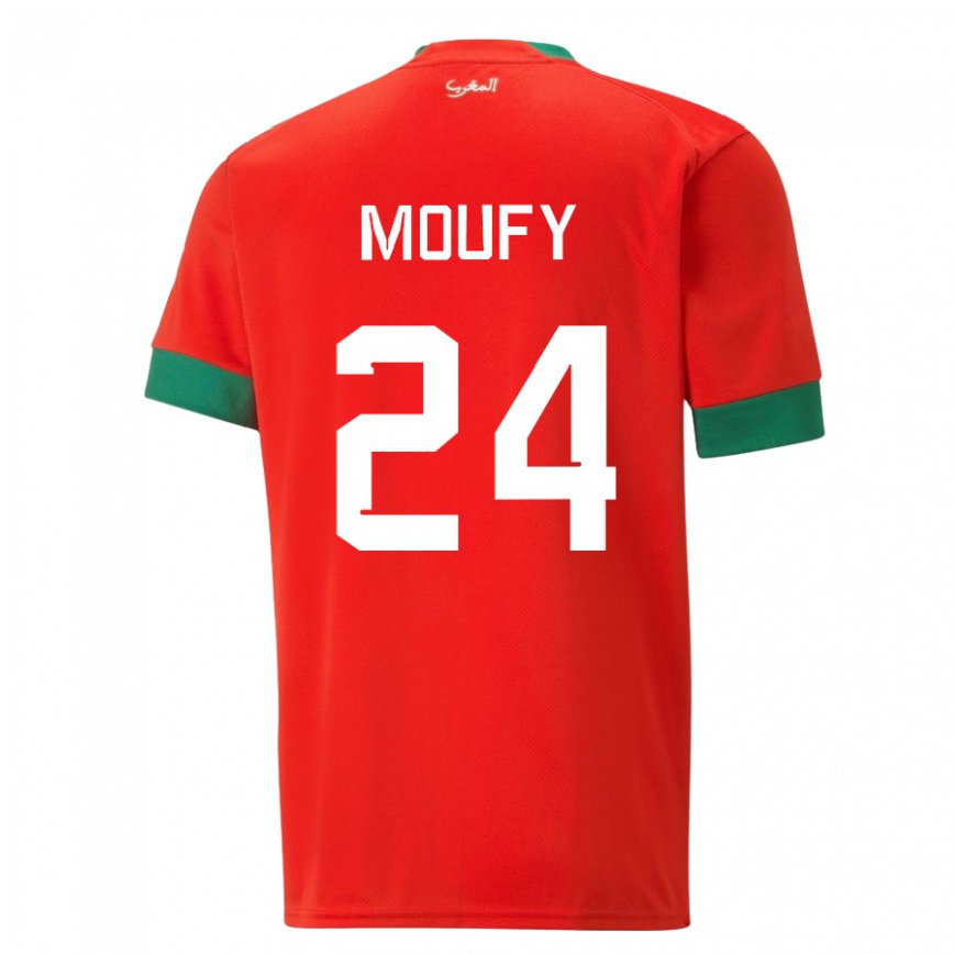 Niño Camiseta Marruecos Fahd Moufy #24 Rojo 1ª Equipación 22-24 Argentina