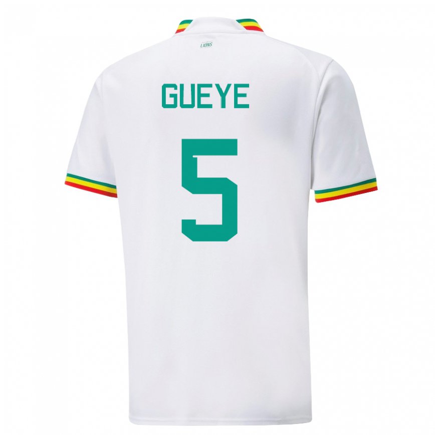 Niño Camiseta Senegal Idrissa Gueye #5 Blanco 1ª Equipación 22-24 Argentina