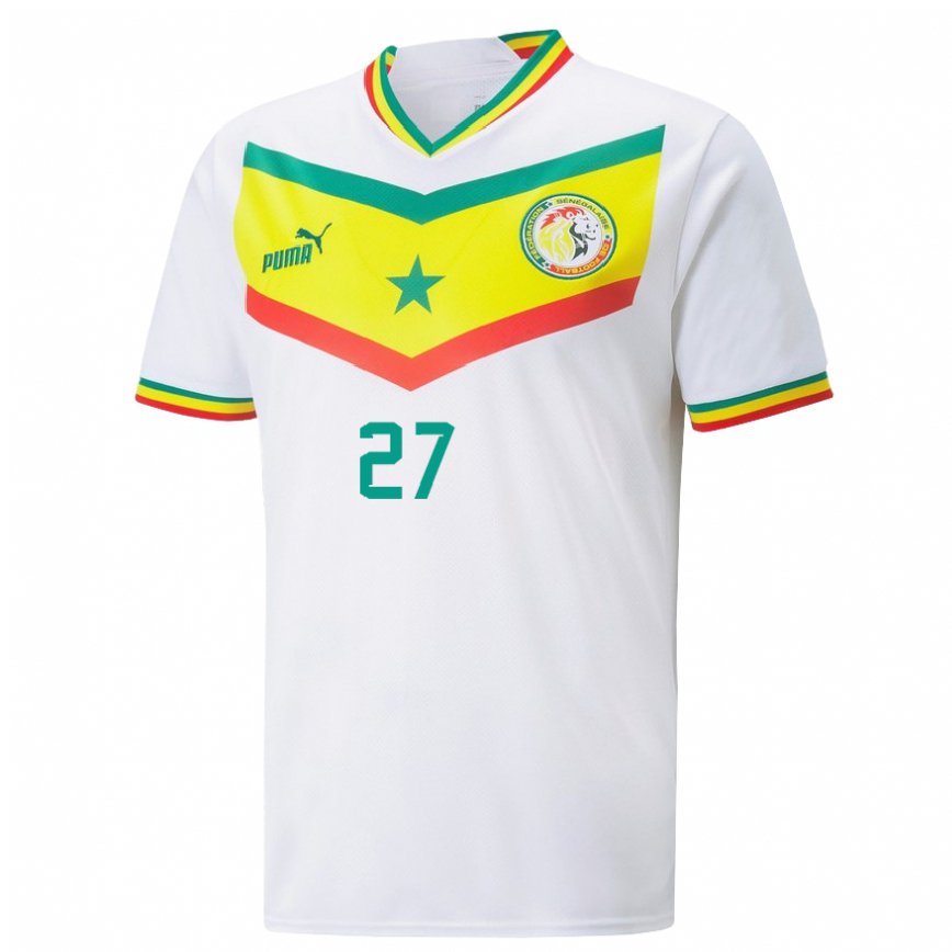 Niño Camiseta Senegal Nicolas Jackson #27 Blanco 1ª Equipación 22-24 Argentina