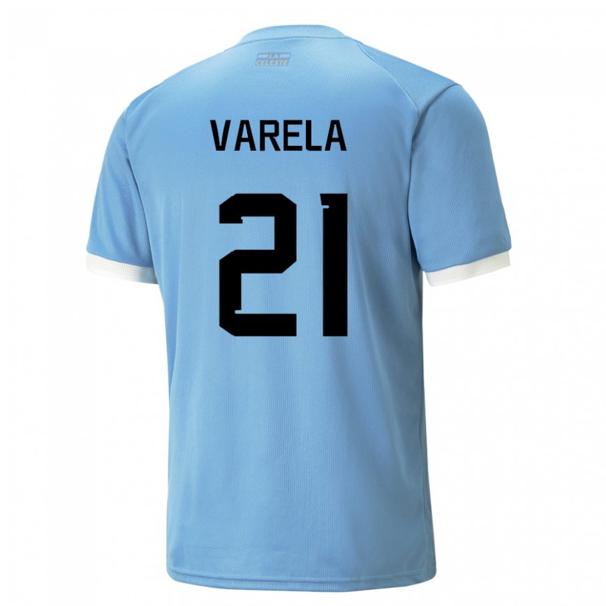 Niño Camiseta Uruguay Gullermo Varela #21 Azul 1ª Equipación 22-24 Argentina