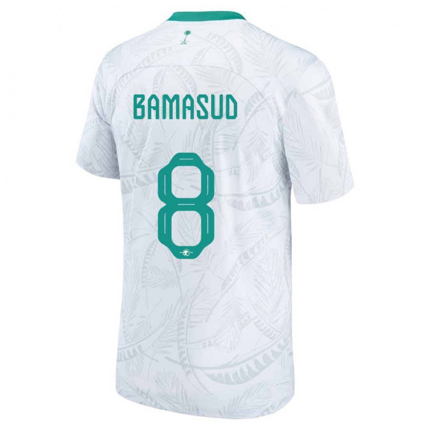 Niño Camiseta Arabia Saudita Ahmed Bamasud #8 Blanco 1ª Equipación 22-24 Argentina