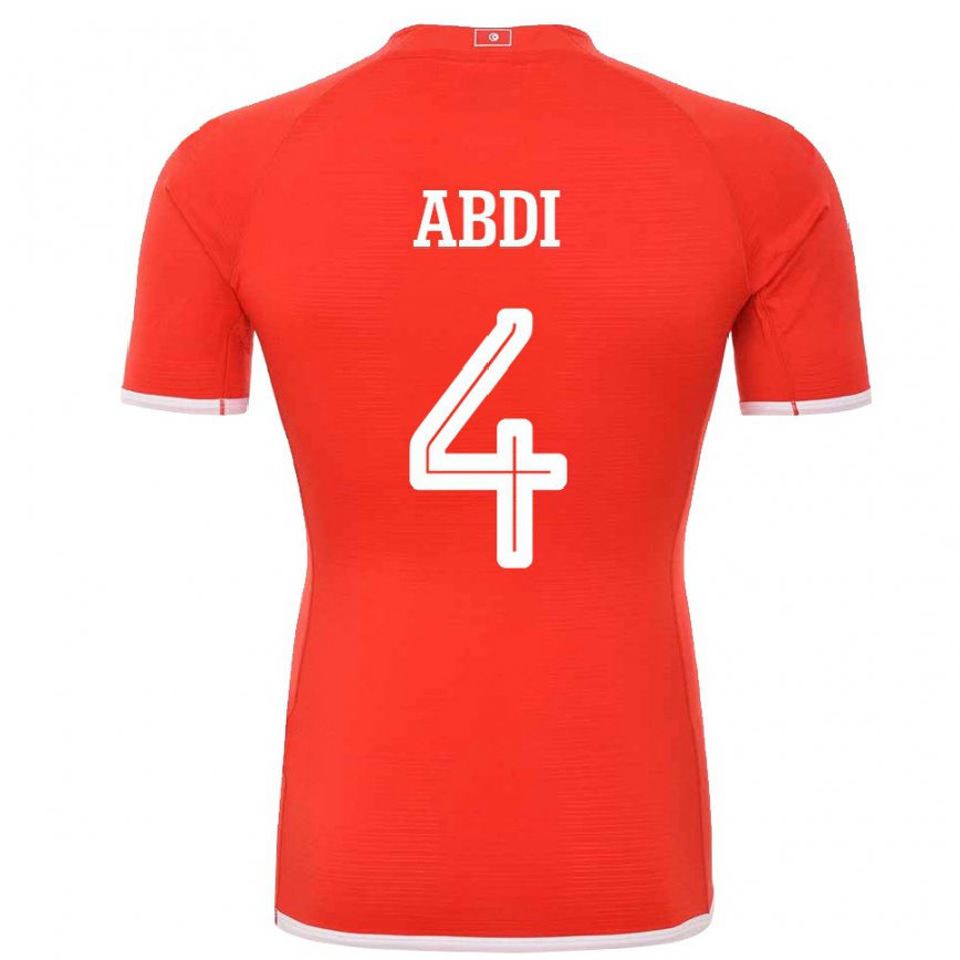 Niño Camiseta Túnez Ali Abdi #4 Rojo 1ª Equipación 22-24 Argentina