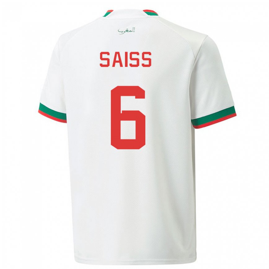 Niño Camiseta Marruecos Romain Saiss #6 Blanco 2ª Equipación 22-24 Argentina