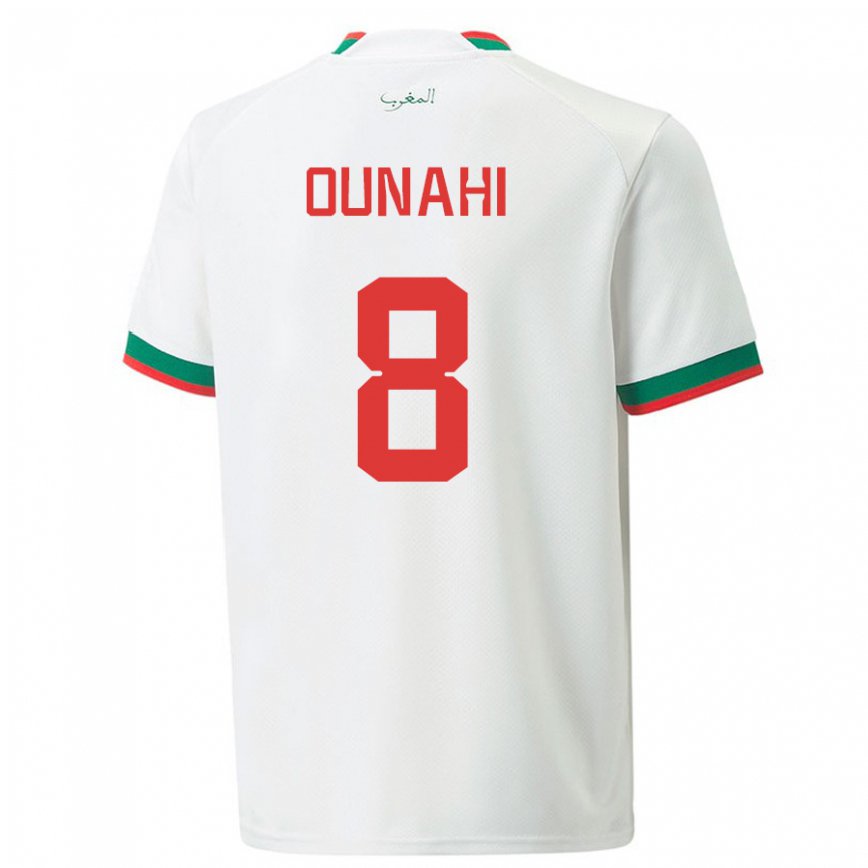 Niño Camiseta Marruecos Azzeddine Ounahi #8 Blanco 2ª Equipación 22-24 Argentina