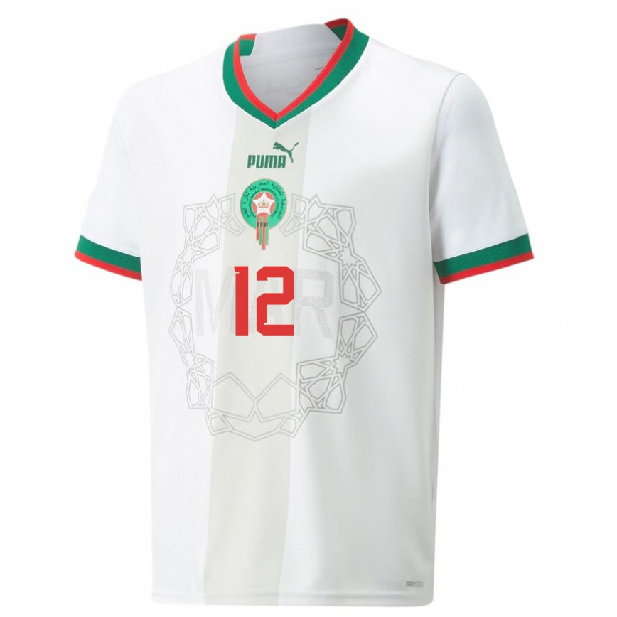 Niño Camiseta Marruecos Munir Kajoui #12 Blanco 2ª Equipación 22-24 Argentina