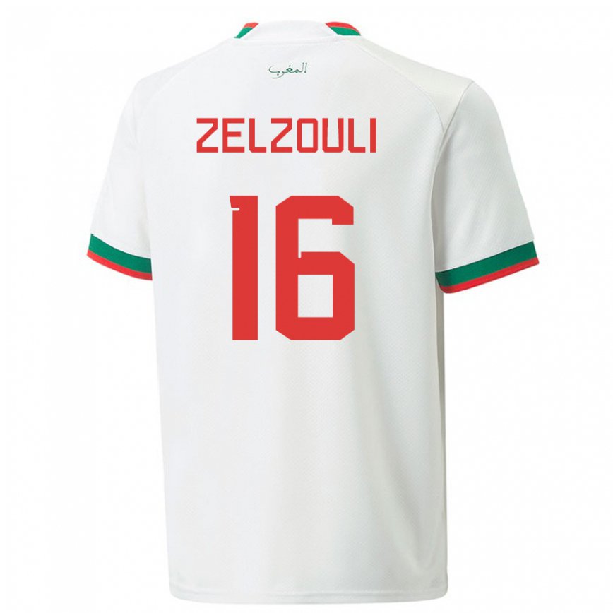 Niño Camiseta Marruecos Abdessamad Zelzouli #16 Blanco 2ª Equipación 22-24 Argentina