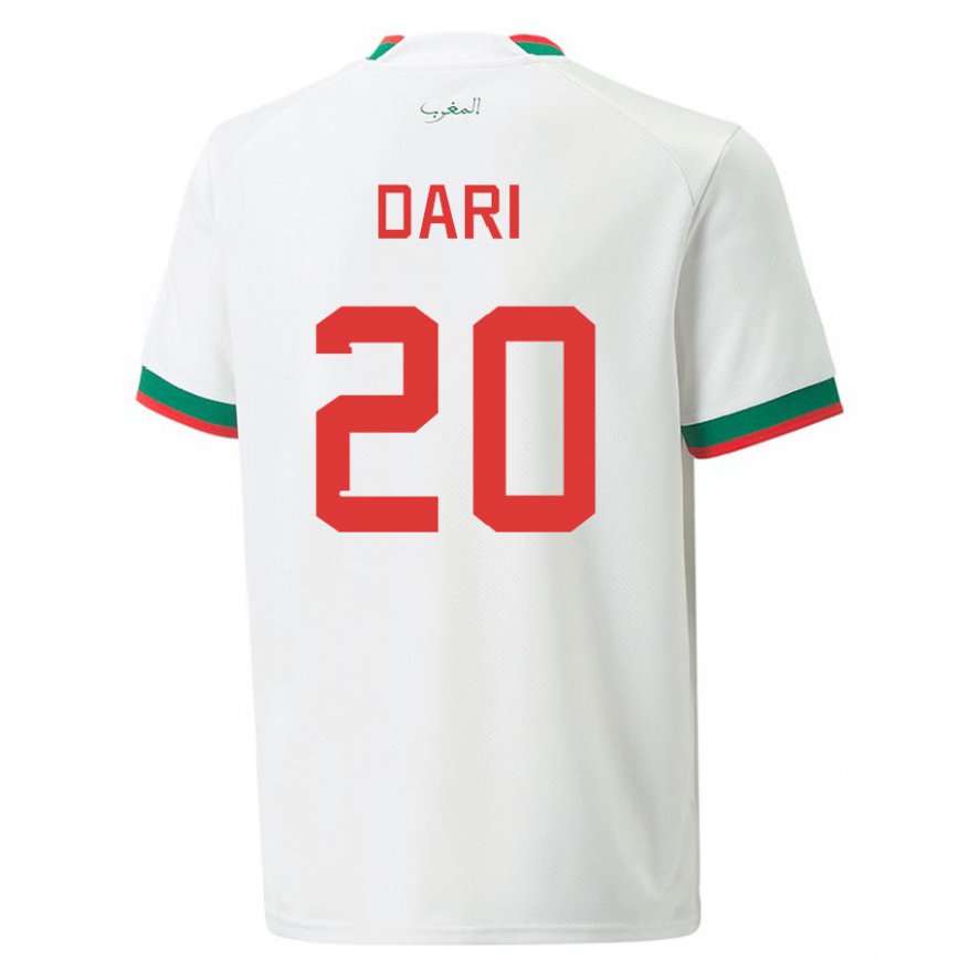 Niño Camiseta Marruecos Achraf Dari #20 Blanco 2ª Equipación 22-24 Argentina