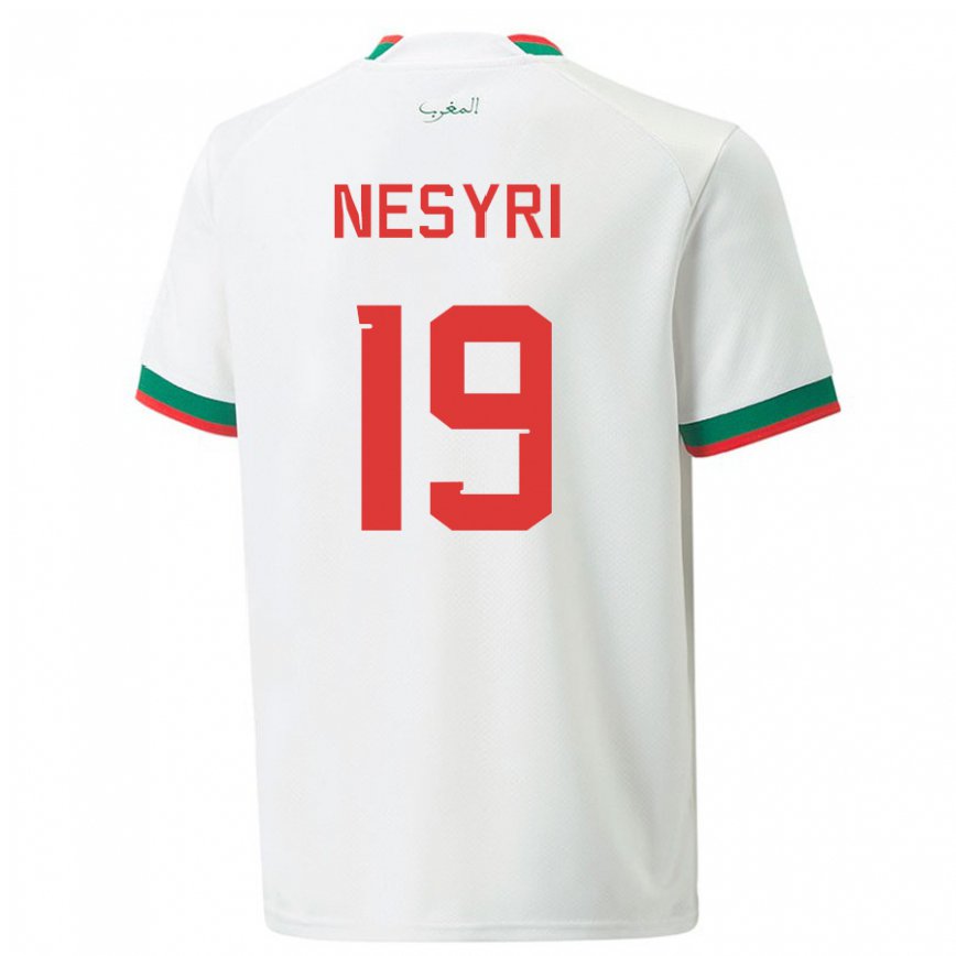 Niño Camiseta Marruecos Youssef En-nesyri #19 Blanco 2ª Equipación 22-24 Argentina