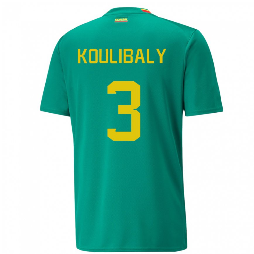 Niño Camiseta Senegal Kalidou Koulibaly #3 Verde 2ª Equipación 22-24 Argentina