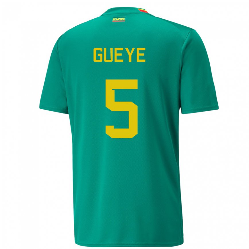 Niño Camiseta Senegal Idrissa Gueye #5 Verde 2ª Equipación 22-24 Argentina