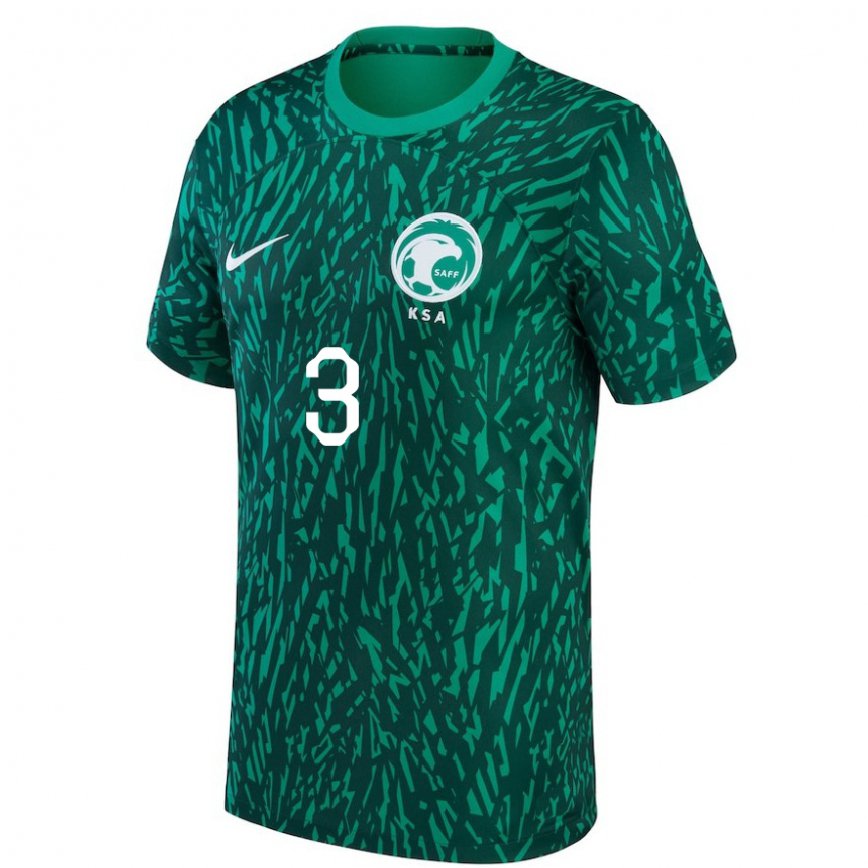 Niño Camiseta Arabia Saudita Abdullah Madu #3 Verde Oscuro 2ª Equipación 22-24 Argentina