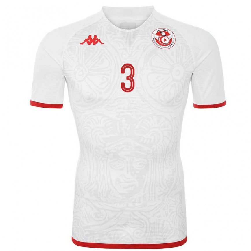 Niño Camiseta Túnez Montassar Talbi #3 Blanco 2ª Equipación 22-24 Argentina