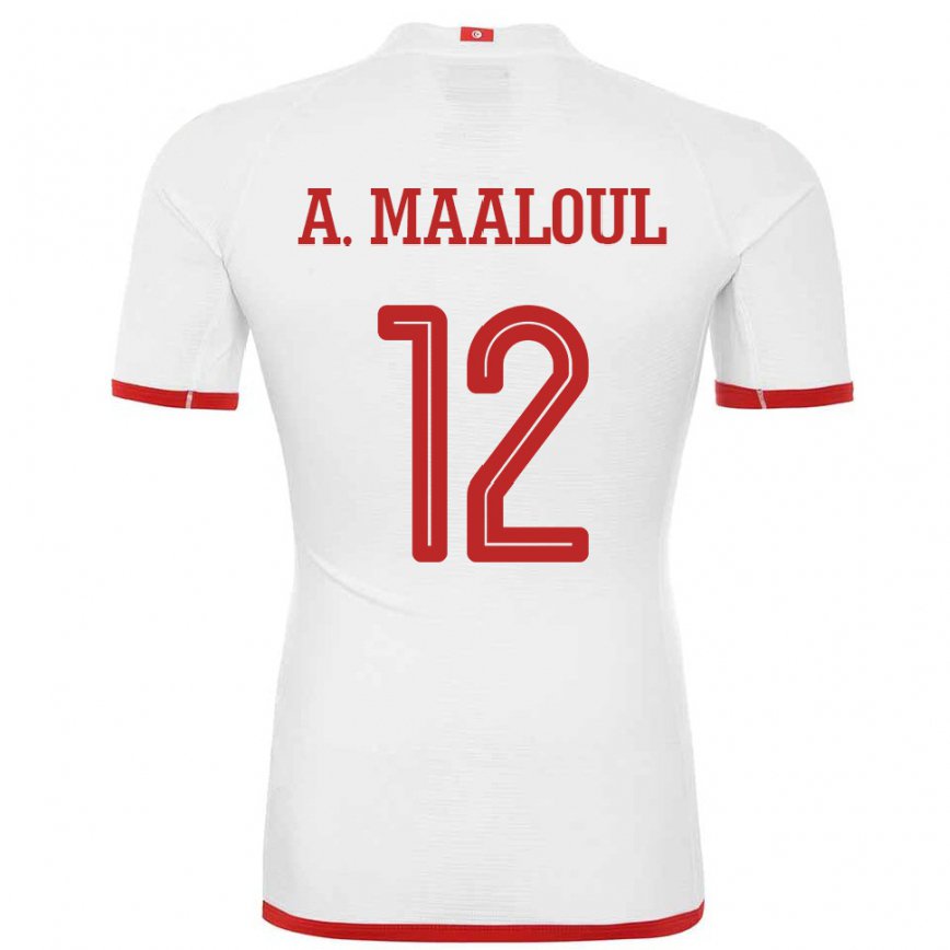 Niño Camiseta Túnez Ali Maaloul #12 Blanco 2ª Equipación 22-24 Argentina