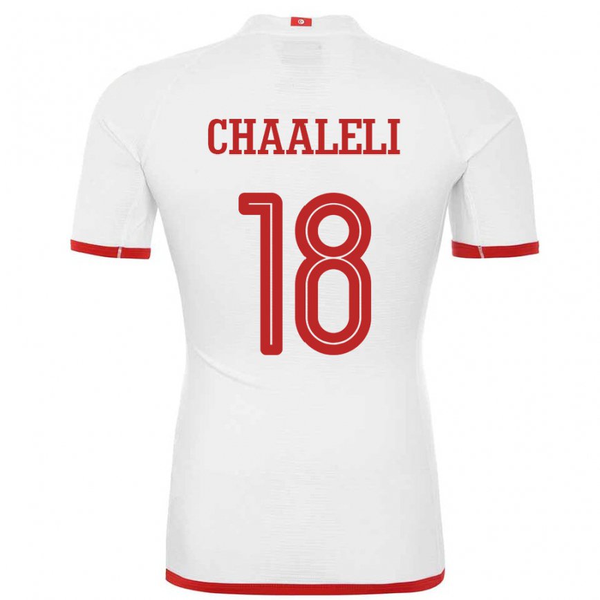 Niño Camiseta Túnez Ghaliene Chaaleli #18 Blanco 2ª Equipación 22-24 Argentina