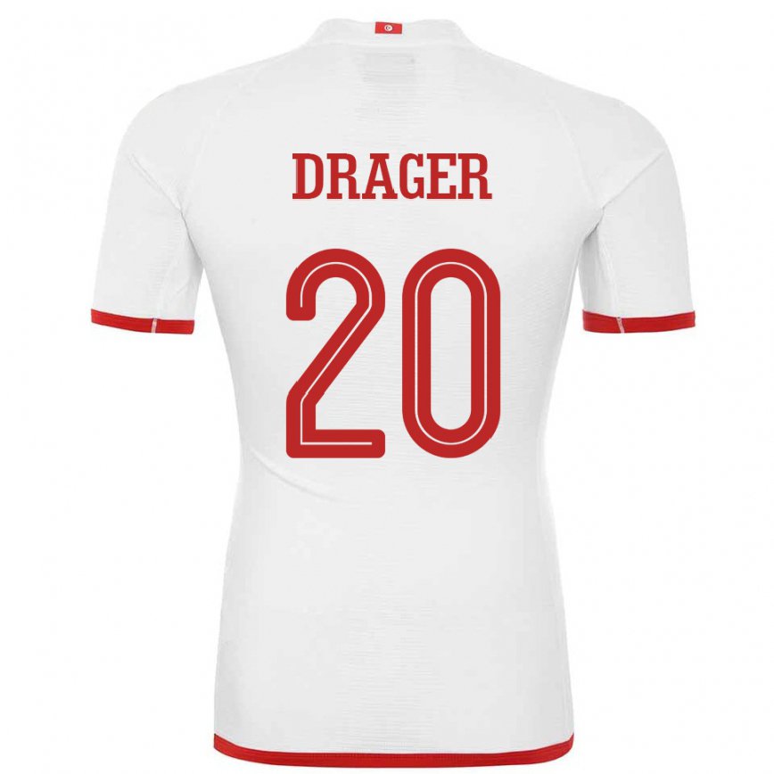 Niño Camiseta Túnez Mohamed Drager #20 Blanco 2ª Equipación 22-24 Argentina