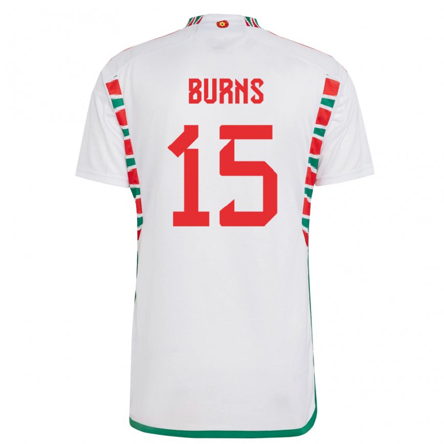 Niño Camiseta Gales Wes Burns #15 Blanco 2ª Equipación 22-24 Argentina