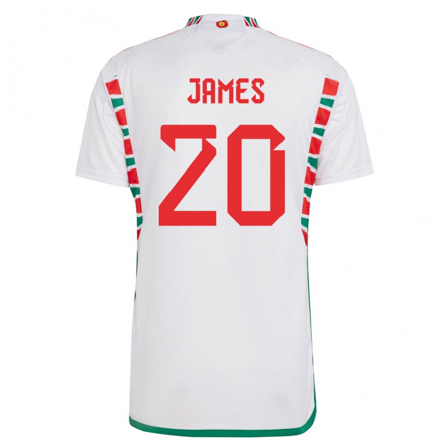 Niño Camiseta Gales Daniel James #20 Blanco 2ª Equipación 22-24 Argentina