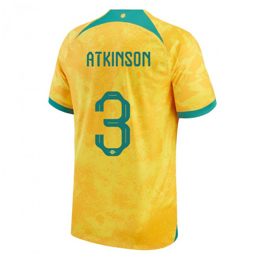 Hombre Camiseta Australia Nathaniel Atkinson #3 Dorado 1ª Equipación 22-24 Argentina