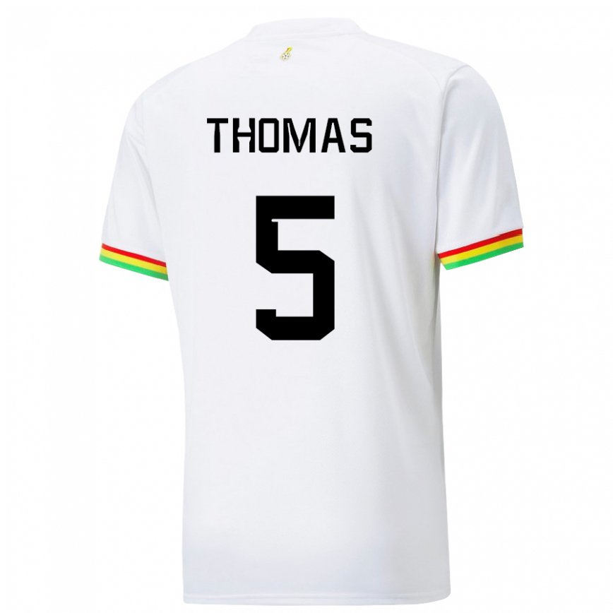 Hombre Camiseta Ghana Thomas Partey #5 Blanco 1ª Equipación 22-24 Argentina