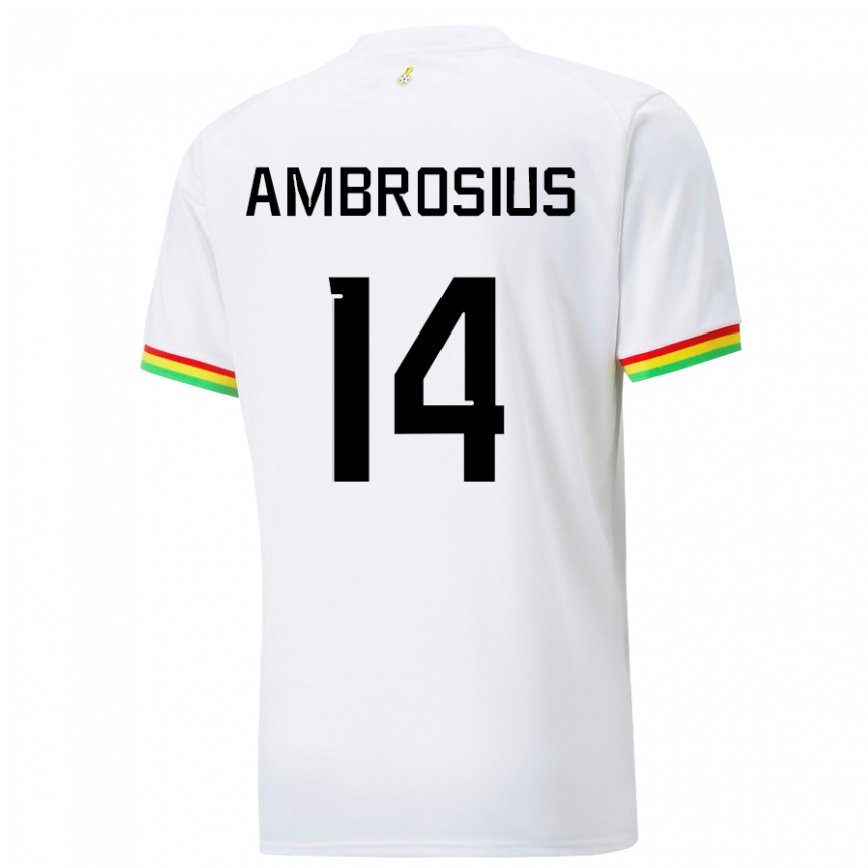 Hombre Camiseta Ghana Stephan Ambrosius #14 Blanco 1ª Equipación 22-24 Argentina