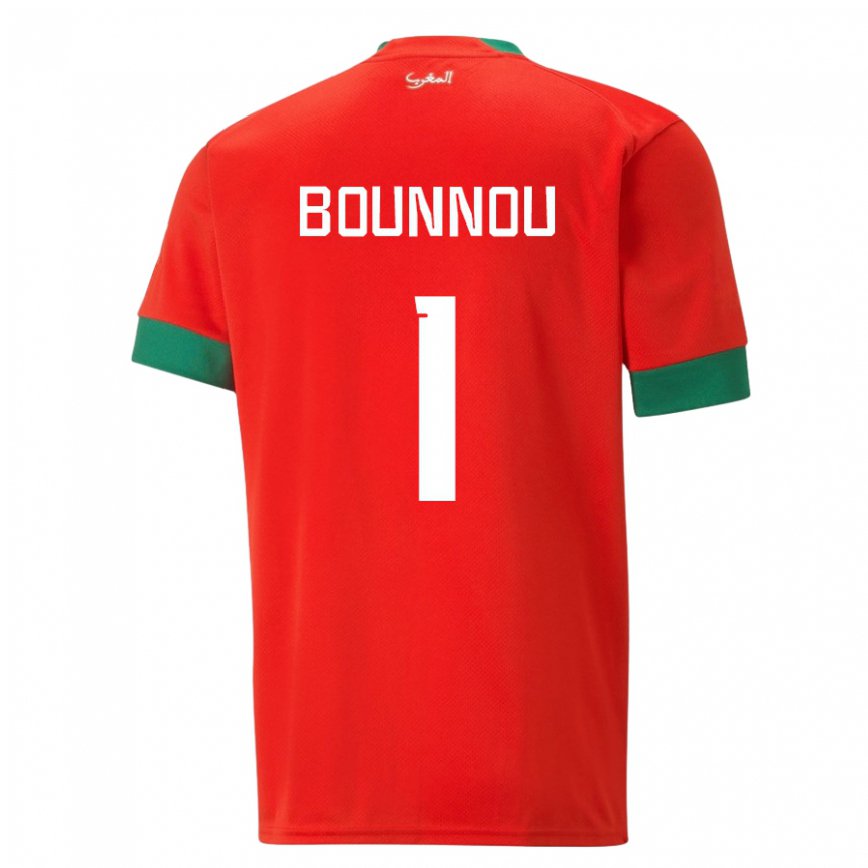 Hombre Camiseta Marruecos Yassine Bounnou #1 Rojo 1ª Equipación 22-24 Argentina