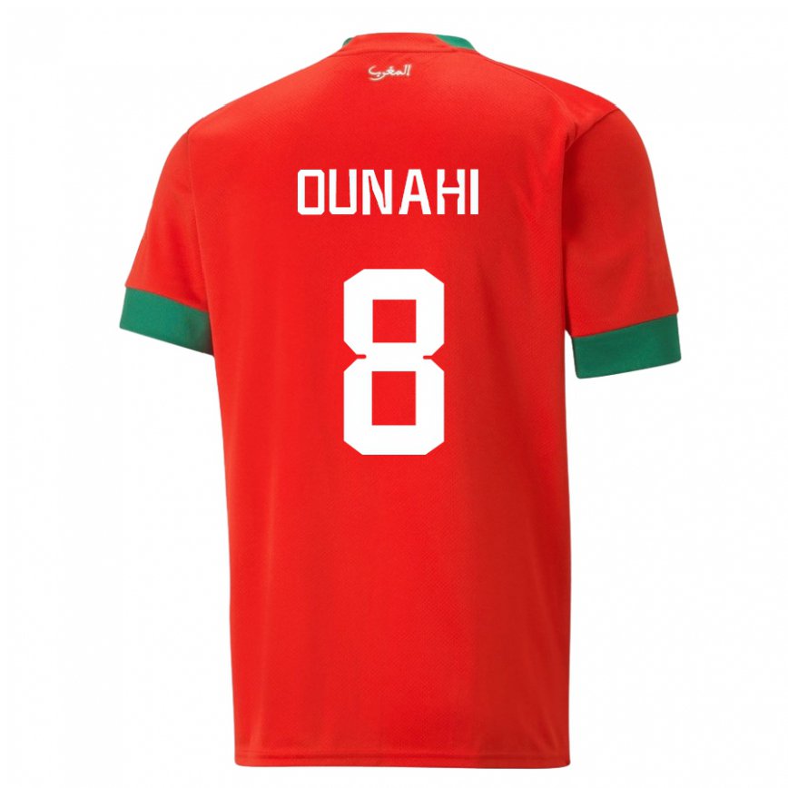 Hombre Camiseta Marruecos Azzeddine Ounahi #8 Rojo 1ª Equipación 22-24 Argentina