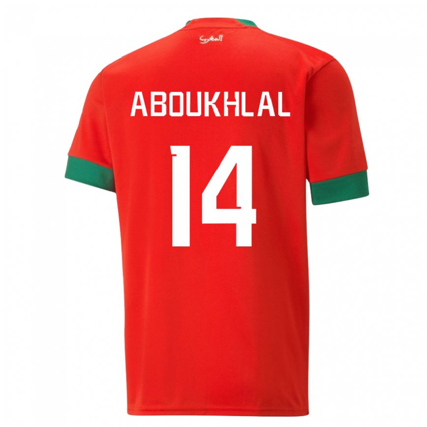 Hombre Camiseta Marruecos Zakaria Aboukhlal #14 Rojo 1ª Equipación 22-24 Argentina