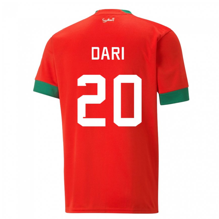 Hombre Camiseta Marruecos Achraf Dari #20 Rojo 1ª Equipación 22-24 Argentina