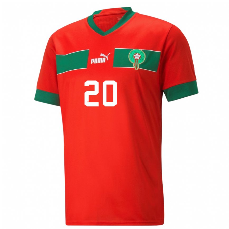 Hombre Camiseta Marruecos Achraf Dari #20 Rojo 1ª Equipación 22-24 Argentina